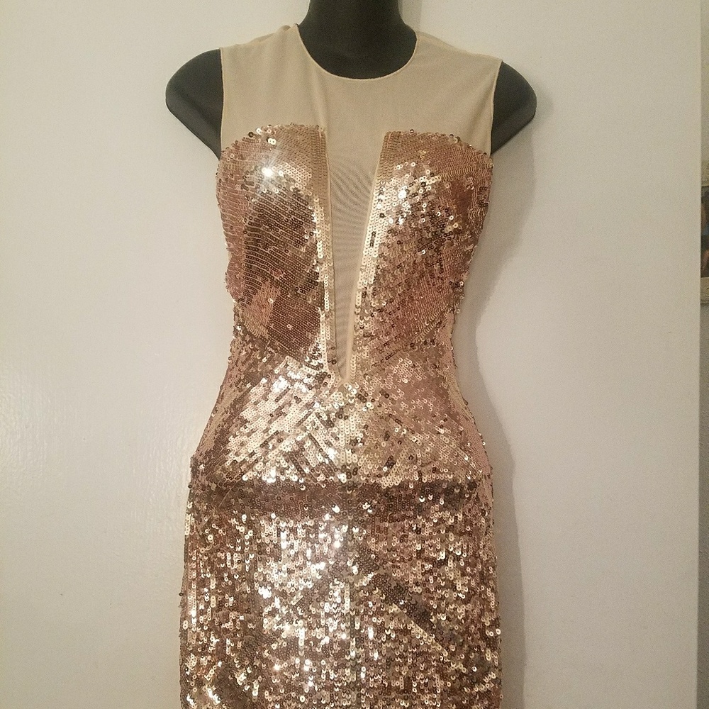 Rose Gold Bebe party dress